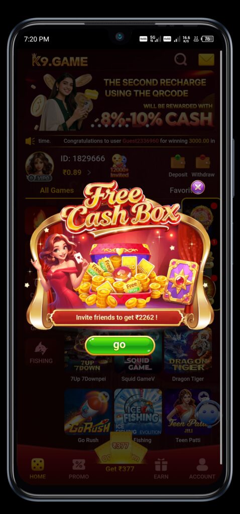 K9 bonus instant withdrawal Rs.500