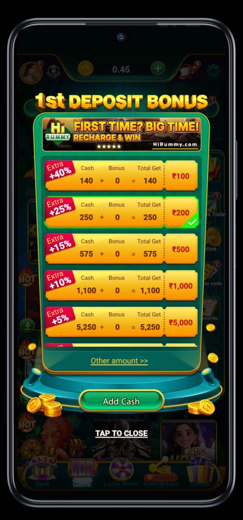 Hi rummy first deposit bonus 